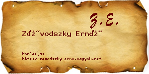 Závodszky Ernő névjegykártya