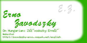 erno zavodszky business card